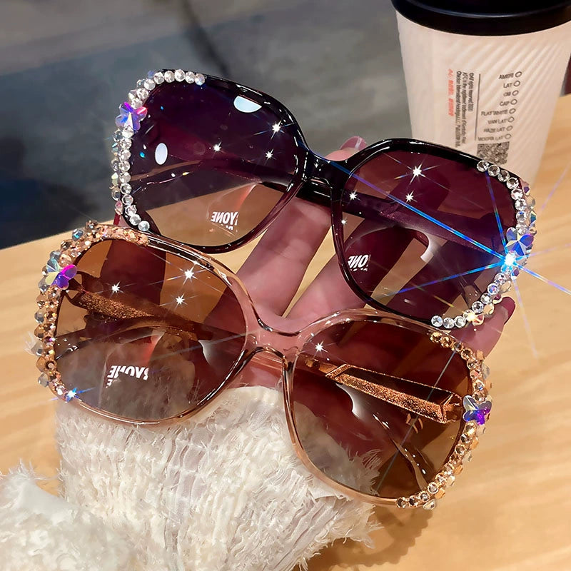 2024 New Arrival Rhinestone Polarized Sunglasses Ins Sun Protection UV Protection Sunglasses Stylish Women to Make Big Face Thin-Looked with Diamond