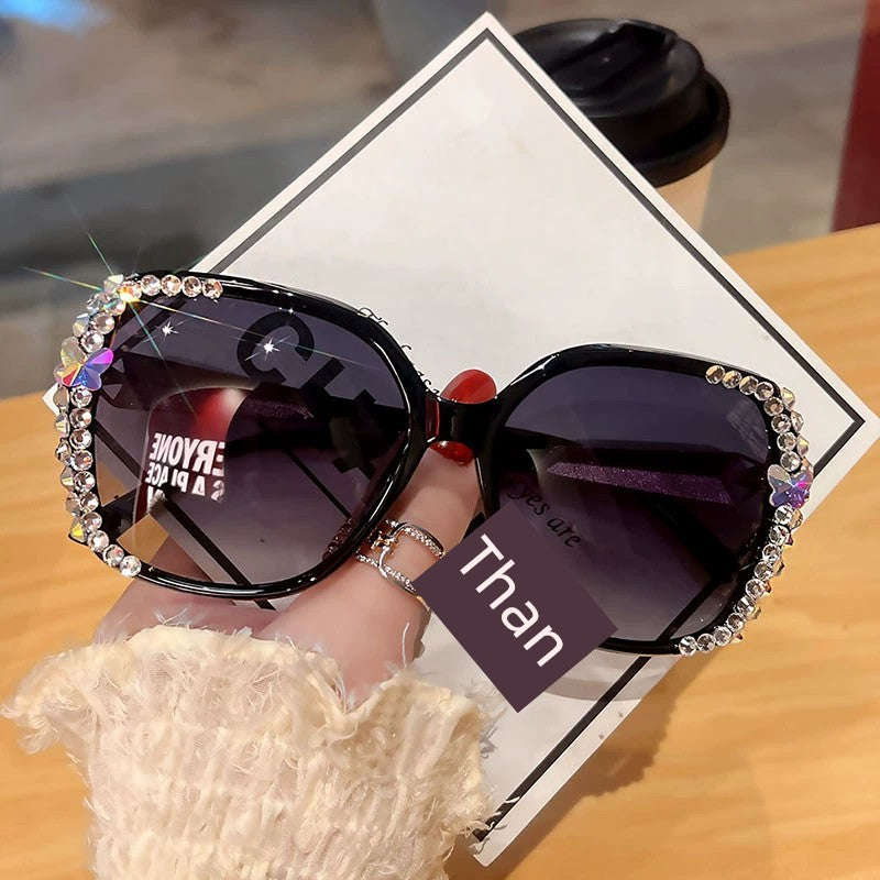 2024 New Arrival Rhinestone Polarized Sunglasses Ins Sun Protection UV Protection Sunglasses Stylish Women to Make Big Face Thin-Looked with Diamond