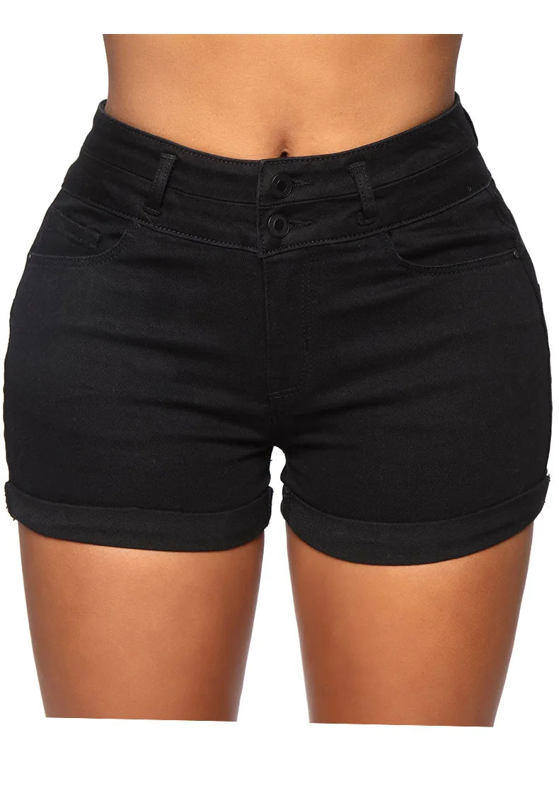 2023 Summer New Black and White High Waist Denim Shorts For Women Fashion Sexy Slim Fit Stretch Jeans Shorts S-2XL Drop Shipping